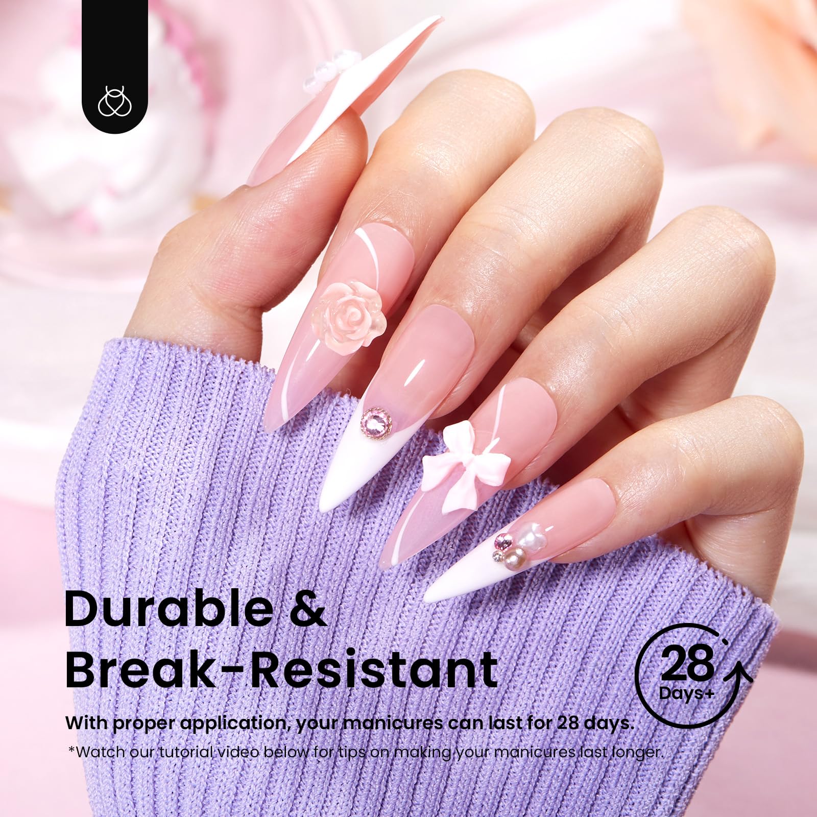 Beetles Stiletto Medium Nail Tips, 288 Pcs Pre-Shaped Etch X Nail Tips Fake Nails Soft Gel Nail Extension Acrylic Tips, Soak Off LED Nail DIY Salon at Home Gifts for Women - Image 7