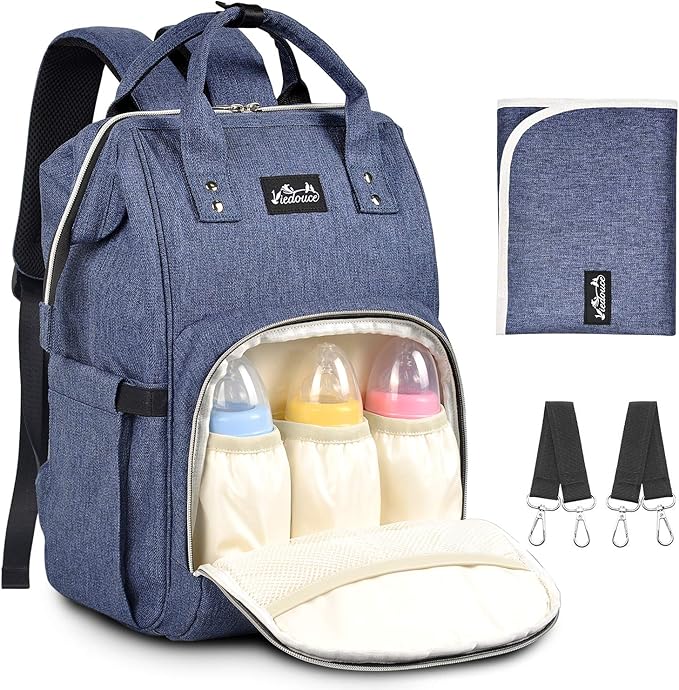 Viedouce Luierrugzak Luiertas Babytas Waterdichte Oxford Stof Grote Capaciteit Om Uit Te Gaan Multifunctionele Rugzak Met 1 Aankleedkussen En 2 Kinderwagengordels Blauw Amazon Nl