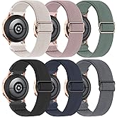 Sunnyson 6 Pack Stretchy Nylon Watch Bands Compatible with Samsung Galaxy Watch 7/6/5/4 40mm 44mm, 20mm Soft Elastic Loop Strap for Active 2/5 Pro/6/4 Classic 47mm 43mm 46mm 42mm for Men Women