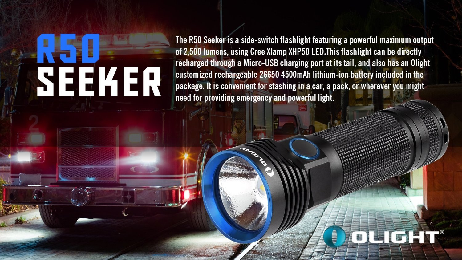 Olight R50 Seeker 2500 Lumens Cree Xhp50 Rechargeable Led Flashlight | Desertcart Fiji Olight R50 Seeker 2500 Lumens Cree Xhp50 Rechargeable Led Flashlight | Desertcart Fiji