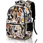 ZZRIUP Cute Dogs Backpack for Kids Boys Girls, Funny Dog Backpack for School Outdoor Travel 16.5inch