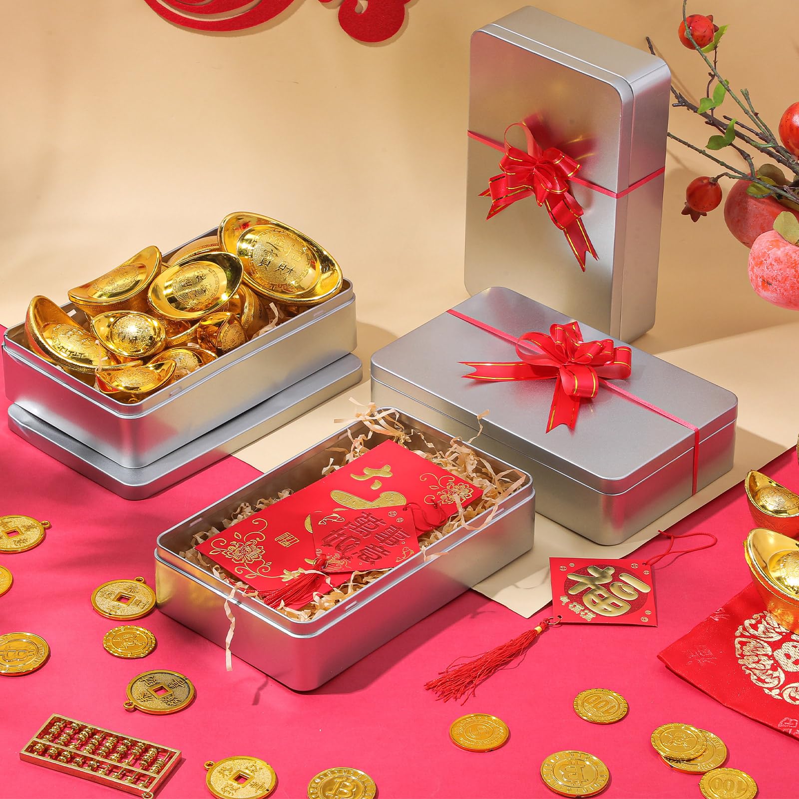 Hotop 1 Pack 8.5 by 5.3 by 1.9 Inch Silver Rectangular Empty Tin Box Containers, Gift, Jewelery and Storage Tin Kit, Home Organizer