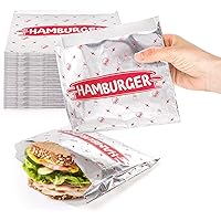 Suwimut 150 Pack Burger Wrappers, Insulated Aluminum Foil Paper Hamburger Sleeves, Grease Proof Sandwich Bags Disposable Take