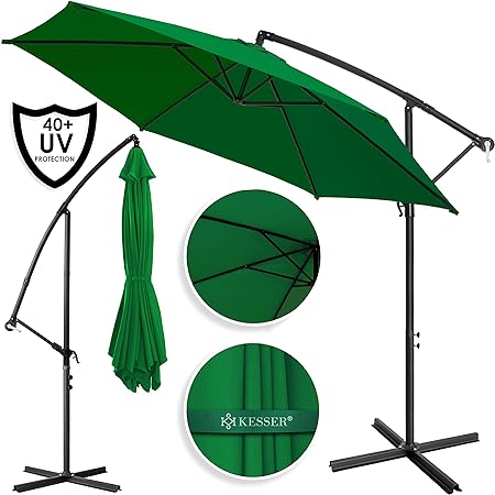 Kesser® Alu Ampelschirm Ø 300 cm ?mit Kurbelvorrichtung ?UV-Schutz ?Aluminium ?Wasserabweisende Bespannung - Sonnenschirm Sch