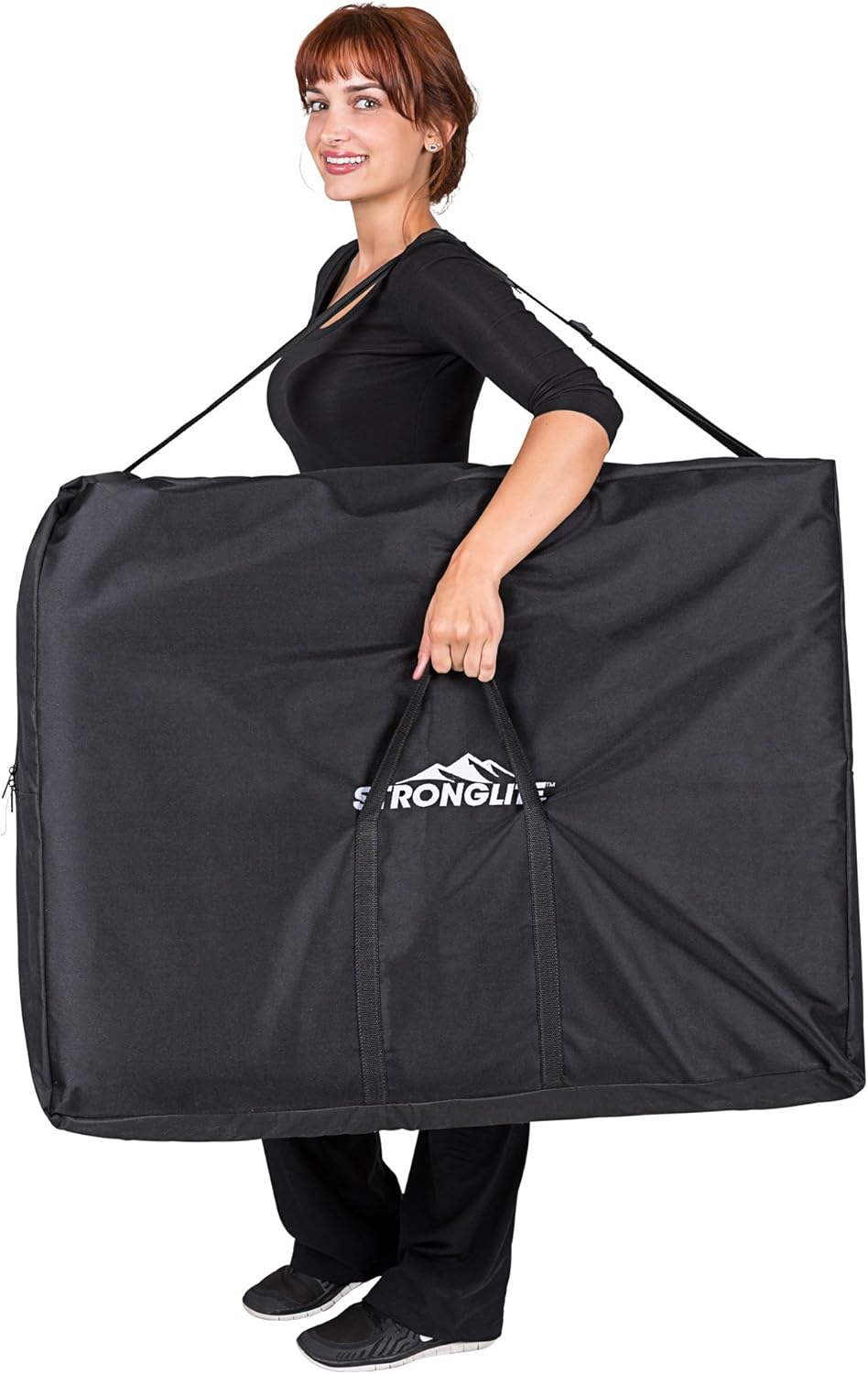 STRONGLITE Portable Massage Table Olympia - Double Knobs, Package w/ Adjustable Face Cradle, Face Pillow, Half Round Bolster, Microfiber Sheet Set & Carry Case (28x73"): Sports & Outdoors