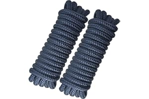 TETHER TITE TetherTite 3/4" x35' Boat Dock Lines,Double Braided Nylon Boat Dock Lines with Loop, Mooring Line Marine Rope (2Pack,Navy Blue)