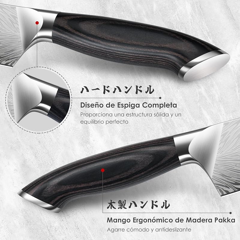 Cuchillo Santoku de Acero en Polvo 18cm, Cuchillo Cocina Japones — foto 5 de 8