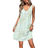 Ekouaer Nightgowns for Women Bamboo Viscose Night Gown Sleeveless Sleep Shirts Tank Sleep Dress V-neck Sleepwear