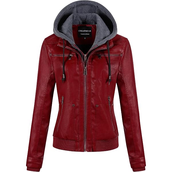 Made By Johnny MBJ WJC1347 Women's Faux Leather Moto Jacket with