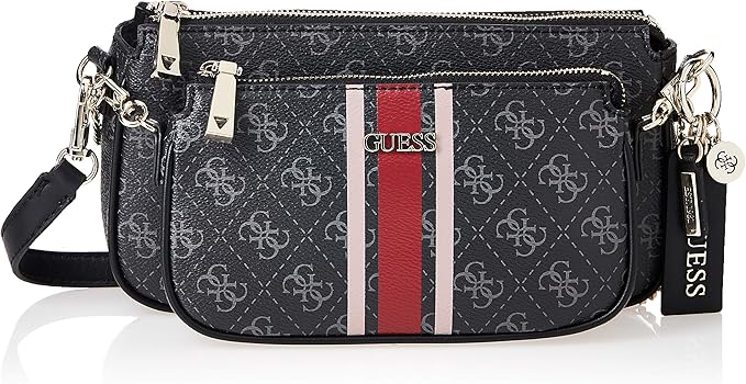 Amazon Guess ゲス モノグラム柄ショルダーバッグ ポーチ ミニバッグ付き バッグ レディース ミニバッグ ブランド お揃い 韓国ファッション ミニバッグ 小さめ 小物入れ ブラック 3 Ss7570coa Guess ゲス シューズ バッグ
