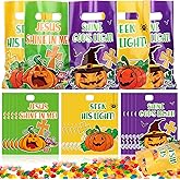 Hotop 150 Pieces Christian Pumpkin Plastic Bags Halloween Goody Bags for Sunday School Supplies Trick-or-treat Bags Church Bags Religious Halloween Party Decor