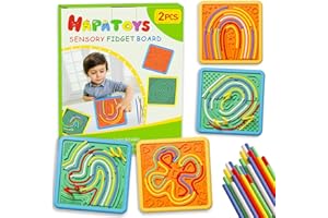 HAPATOYS Sensory Activity Board for Kids & Adults:Double-Sided Stress Relif Sensory Board Toys with 40 Strings & Storage Bag | Quiet Fidget Board for ADHD & Autism Boys Girls Ages 3 4 5 6 7 8 9 10（2PCS