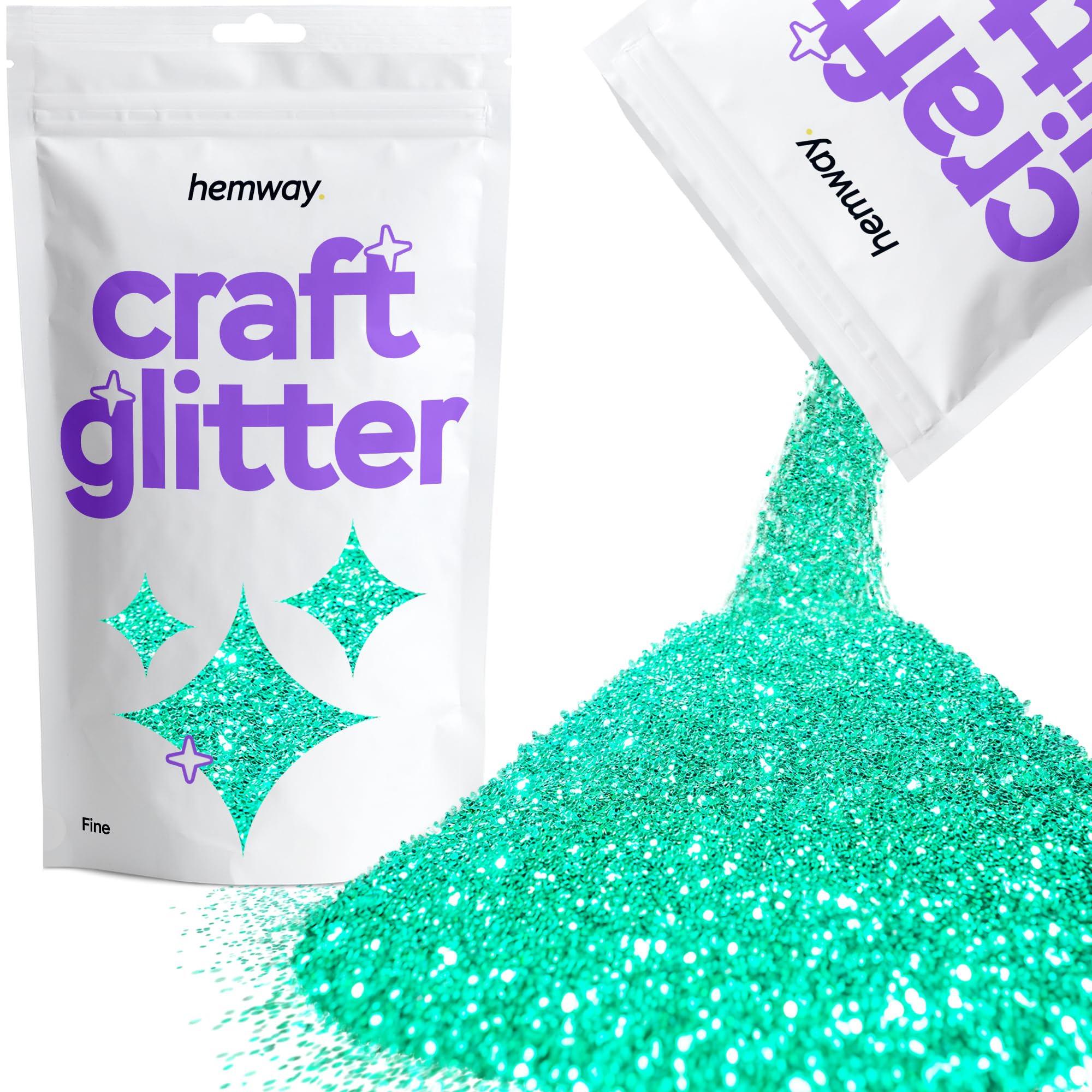 Hemway Craft Glitter Turquoise Blue 100g Fine Glitter for Crafts, Resin, Cosmetic, Nail, Face, Body, Festival, Tumblers, Art, Candle, Crafting