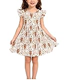 nebljgo Infant Baby Girls Highland Cow Flutter Sleeve Pearl Cow Children Girl Spring Summer Kids Dress