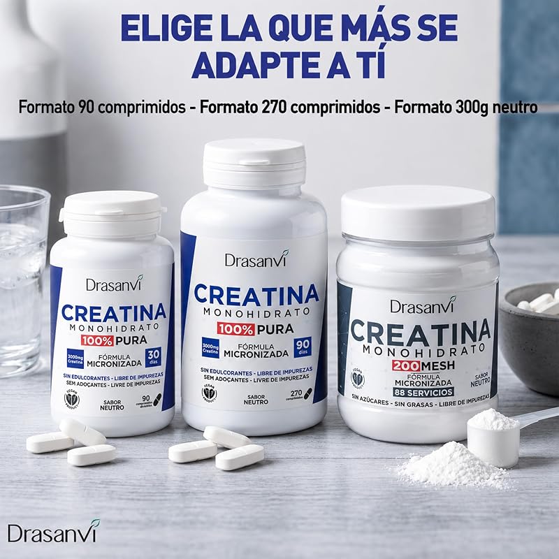 Creatina Monohidrato 100% Pura en Comprimidos, 270 Unidades