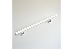 MERANTI HOME + GARDEN Meranti Aluminum Handrail for Indoor or Outdoor Steps and Stairs – Hand Rails for Elderly – DIY Complete Stair Railing Kit (AHR, Glossy White, 3' Length)
