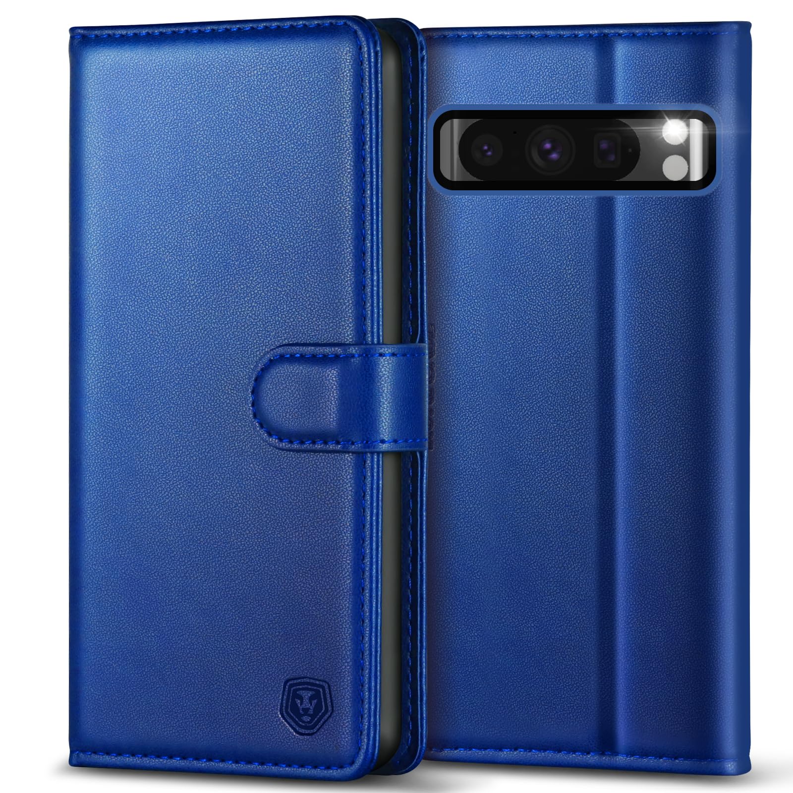 Kuafcase for Google Pixel 8 Pro Case, 4 Card Slots Magnetic Closure Kickstand Shockproof Protective Phone Case for Google Pixel 8 Pro - Royal Blue — image 1