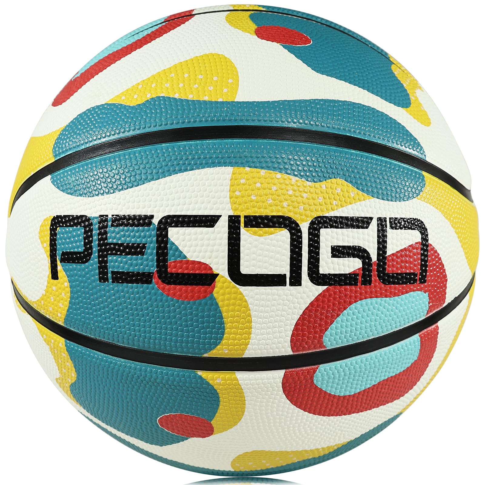 PECOGO Basketball Size 7 Official Rubber Streetball 29.5" Outdoor Indoor Mens Basketball Ball for Youth Teen Adults Boys and Girls Gift Ideas
