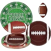 48 Pcs Football Plates Set - Touchdown Football Paper Plates, Disposable Party Dinner Dessert Round Plate for Football Rugby Sport Game Day Tailgate Football Party Supplies Table Decorations, 2 Sizes