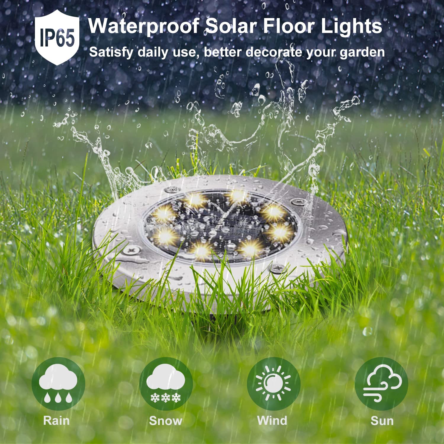 Boadw Solar Bodenleuchten, 10 Stück LED Solar Gartenleuchte IP65 Solarleuchte Gartenleuchte Wasserdicht Warmweiß [Energieklasse A+] [Energieklasse A++] 2