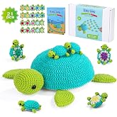 Crochet Kit for Beginners, 21 Pcs Turtles Crochet Animal Kit for Adults | Memory Matching Game, Crochet Start Kit with Step-by-Step Video Tutorials, Accessories, Craft Art