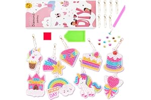 Viicoor 5D Unicorn Diamond Painting Gem Keychains Crafts Kits, DIY Painting Diamond Arts, Mosaic Kits Kids Crafts for Boys Gi