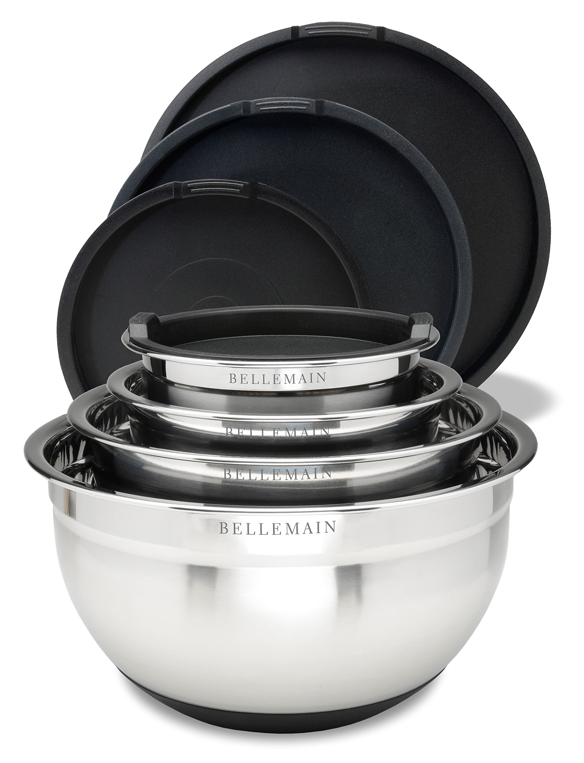 Top Rated Bellemain Stainless Steel NonSlip Mixing Bowls with Lids, 4