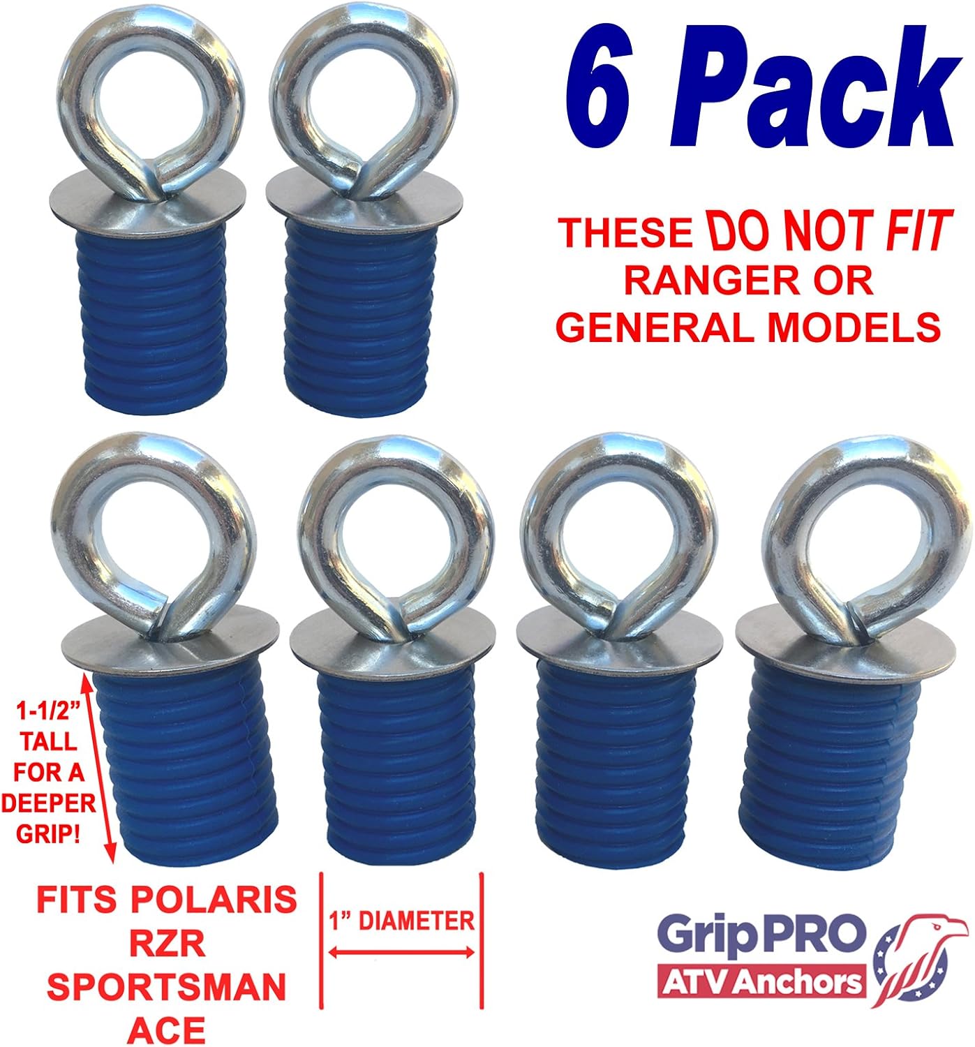 GripPRO ATV Anchors to Fit Polaris Lock & Ride ATV Tie Down Anchors fits RZR, Sportsman and Ace - Set of 6 Anchors - These DO NOT FIT Ranger: Automotive