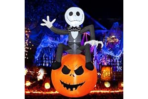 TQTYOY 6 Ft Inflatable Halloween Yard Decorations - Outdoor Blow Up Yard Pumpkin Decor - Built-in LED Lights for Outdoor Halloween Lawn Decor