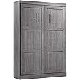 Bestar Pur Full Size Murphy Bed in Bark Grey, 59-inch Space-Saving Sleeping Arrangement for Multipurpose Area, Bedroom, Guest Room, or Living Room