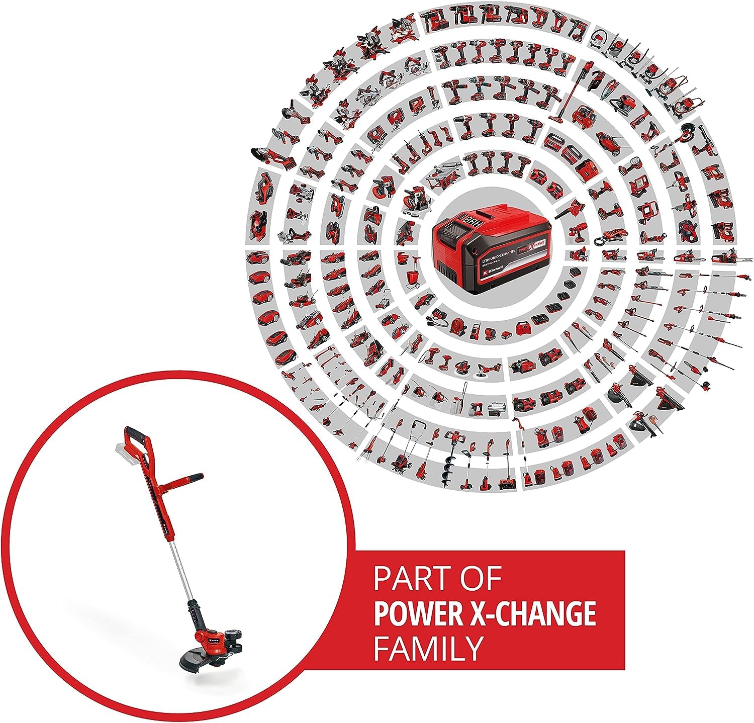 Einhell Akku-Rasentrimmer GE-CT 18/30 Li-Solo Power X-Change (Li-Ion, 18V, Schnittbreite 30 cm, Motorkopf 90° drehbar & neigbar, inkl. Fadenspule, ohne Akku und Ladegerät) 2
