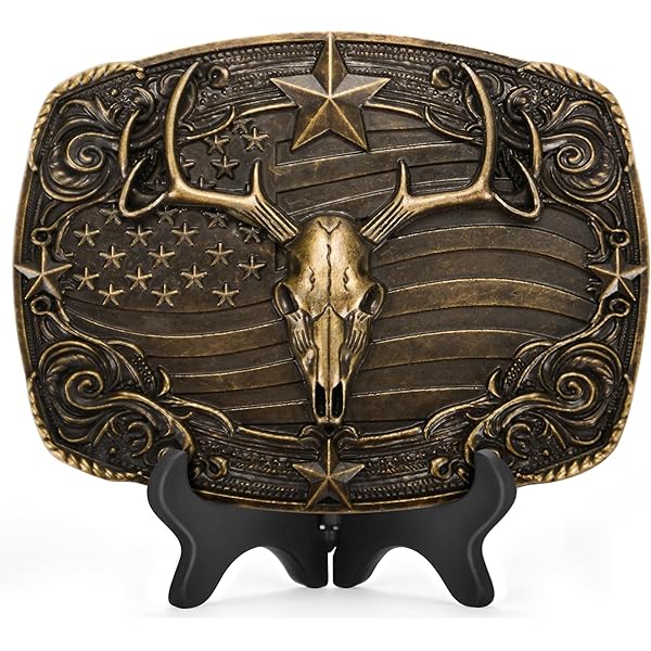 Black Buffalo Spear Natve Ndan Belt Buckle - Natve Amercan Ndan Cowboy Buffalo Bull Skull