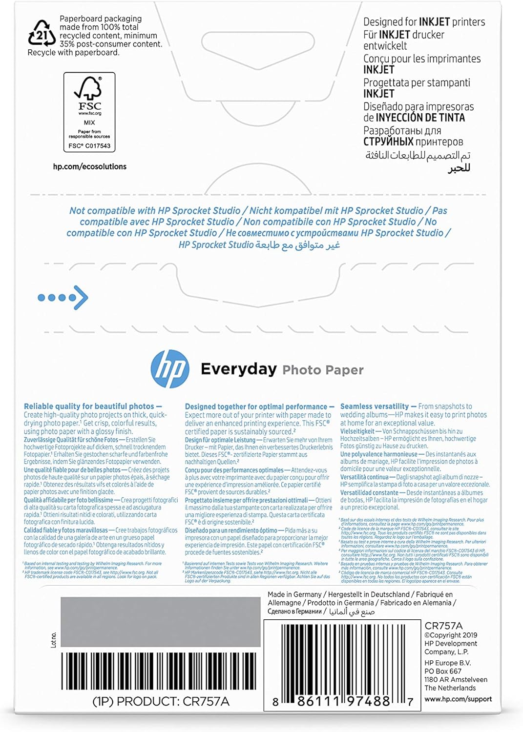 hp everyday photo paper 10x15