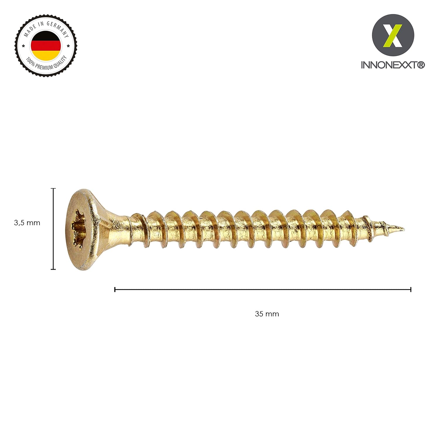 INNONEXXT Premium Chipboard Screws, Yellow Galvanised, Gold, 3.5x35mm - Image 3