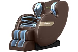 Real Relax 2023 Massage Chair, Full Body of Dual Core, Zero Gravity Realiner with App Control, Bluetooth, Heater, Foot Roller, Brown, Gold