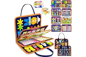 Exorany Busy Board Montessori Toys for Toddler Boy & Girl Birthday Gifts, Busy Book Learning Sensory Toys for Toddlers, Toddler Travel Toy Educational Activities Learn Fine Motor Skills