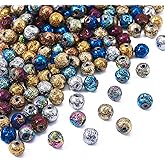 150 Pcs Lava Beads 8mm for Jewelry Making, Natural Gemstone Beads Electroplated Volcanic Lava Rock Beads for Yoga Bracelets Earrings Necklaces Jewelry Making DIY Crafts