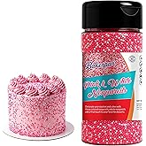 Bakerpan Sprinkles for Cake Decorating - 7 Ounces Pink and White Sprinkles - Edible Nonpareils for Cupcakes, Ice Cream, Cake Decorations (Made in USA)