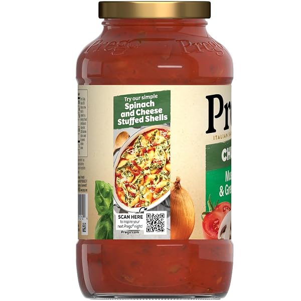 PREGO CHUNKY MUSHROOM AND GREEN PEPPER PASTA SAUCE, 23.75 OZ JAR