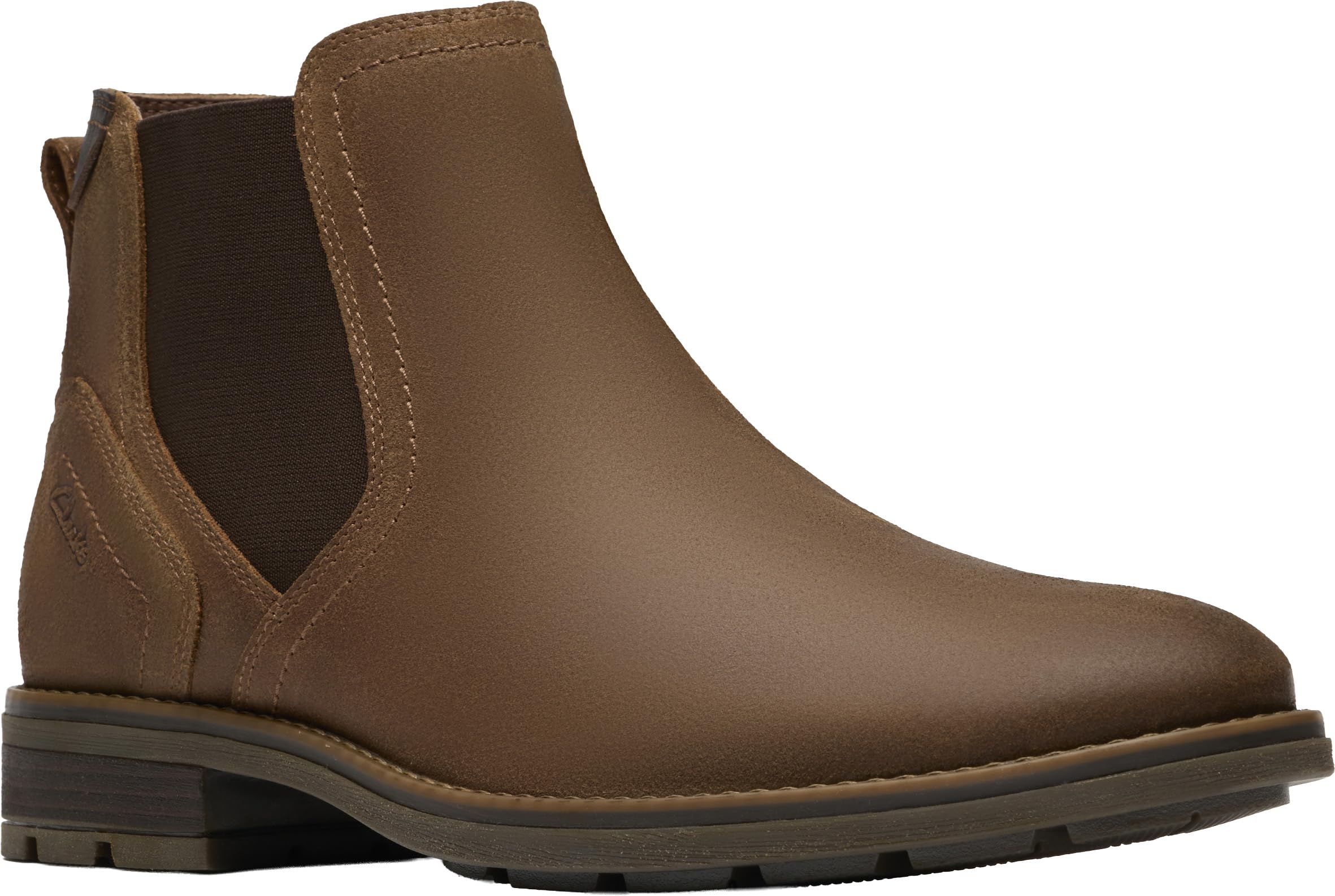 Clarks Collection Men’s Emmet Easy Chelsea Boot, Cola Suede, 8 Medium US