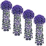 XunYee 4 Pack Violet Hanging Flowers Artificial
