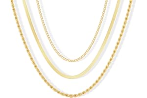 Freekiss Herringbone Necklace for Women,Dainty Gold Necklace,14k Gold Plated Snake,Gold Chain Choker Necklaces,Simple Gold Layered Necklaces,Gold Jewelry Gift for Women