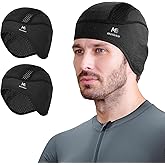 MELASA Cooling Skull Cap Helmet Liner with Ear Flaps, Breathable Mesh | Ear Flaps For Sun/Wind Protection, Sweat-Wicking, Quick-Dry, Snug Fit, Fit Under Helmets For Cycling Hard Hat