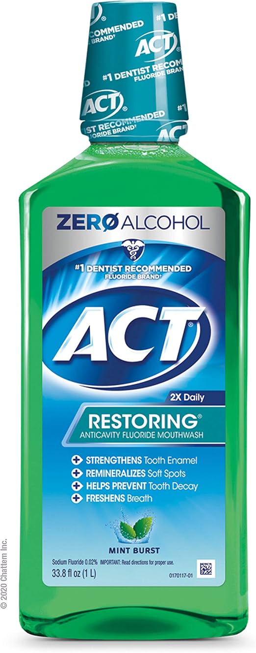 Act Restoring Anticavity Fluoride Mouthwash, Mint Burst, 33.8 Fl Oz