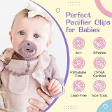 MumEZ Dummy Clip 2 Pcs Premium Silicone Clip Cream White Purple Baby Safe view 2