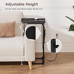 Vagusicc C Shaped End Table with Charging