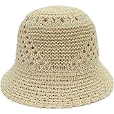 Straw Bucket Hats for Women Beach Hat Crochet Hat Sun Hats for Women Packable Woven Knitted Bucket Hat