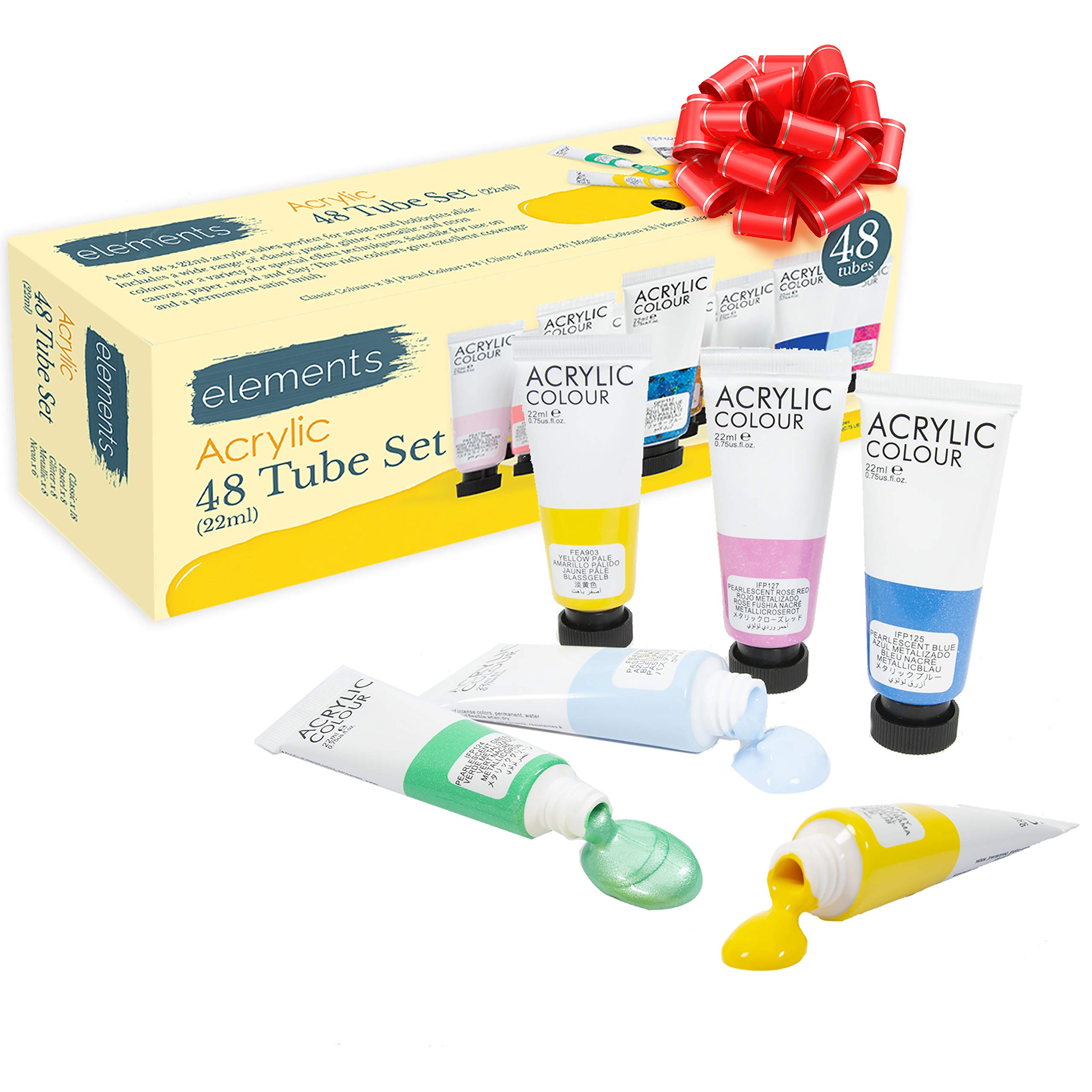 Buy Elements Acrylic Paint, Set of 48 x 22ml Tubes, Rich Variety Range