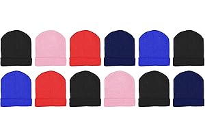 WINTERLACE Kids Winter Beanies, 12 Pack Warm Cold Weather Hats Boys Girls Children