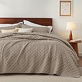 Bedsure Quilts Queen Size - Lightweight Bedspreads Queen Size with Basket Weave Pattern, Soft Quilt Bedding, Taupe Comforter Coverlet for All Seasons (90" x 96")